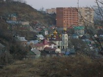 фото Свято-Никольского кафедрального собора с ближайшей сопки, Владивосток, 74Кбт